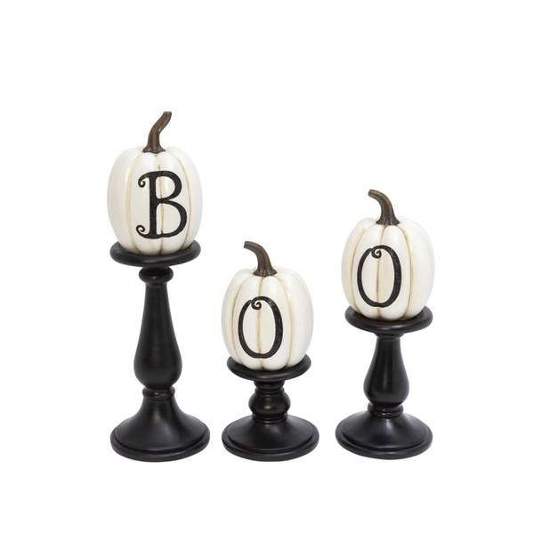 Photo of Set of 3 Pumpkin Candlesticks Spooky Halloween Decor