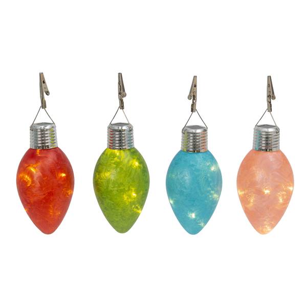 Photo of 6.5 in. Illuminating Frosted Clip Glass Bulb Ornaments