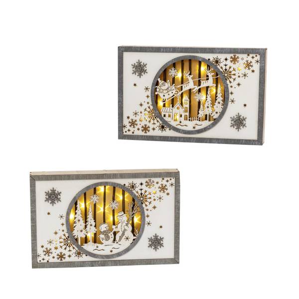 Photo of Set of 2, 11 in. Laser Cut Wooden Winter Holiday Scene Wall Decor