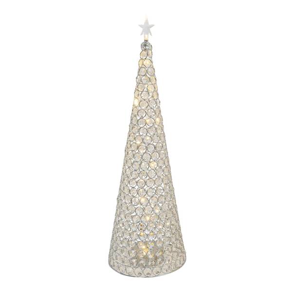 Photo of 23.8 in. Elegant Holiday Illuminated Silver Jewel Cone Christmas Tree