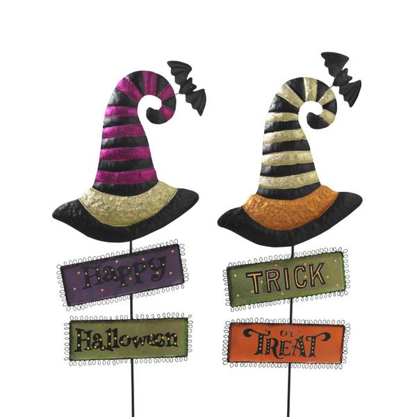 Gerson Set of 2 Spooky Halloween Witch Hat Yard Stake Outdoor Decor 2530520EC Blain's Farm
