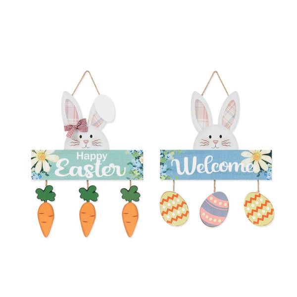 Photo of 13" Wood Easter Bunny Wall Hanging Assortment