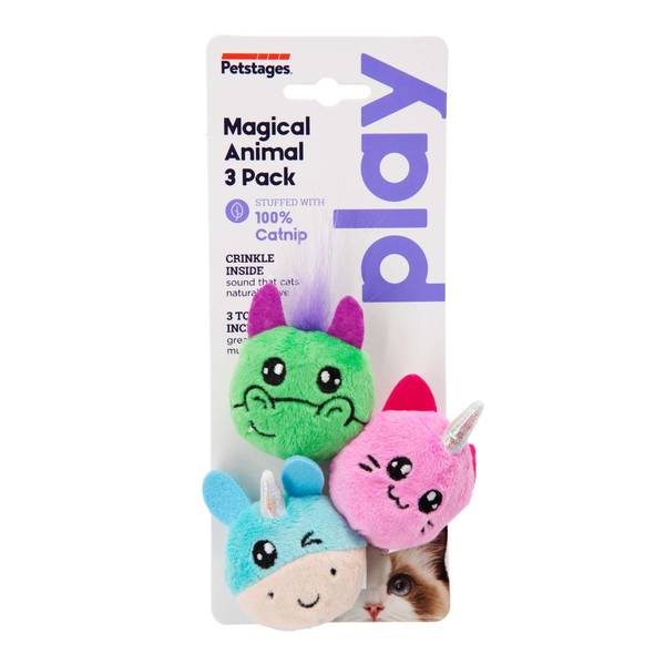 Petstages 3 Pack Magical Animal Cat Toy Pack with Catnip 69405