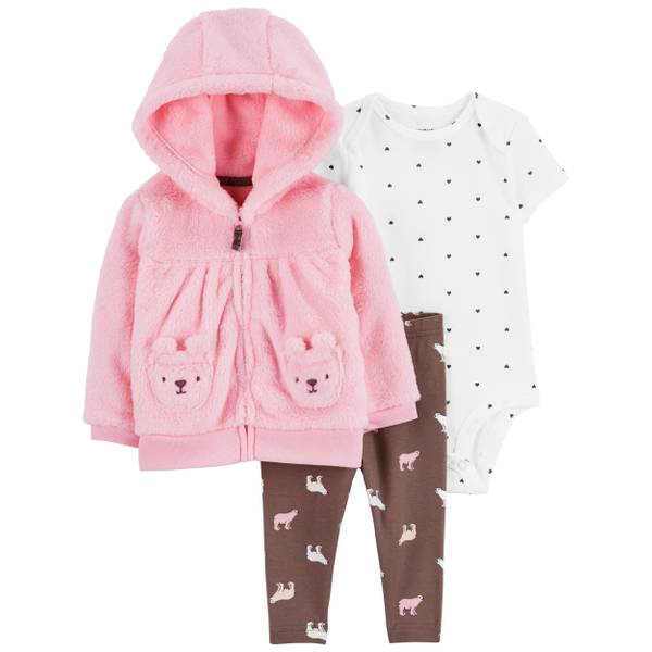 Carter's Baby Girls Little Cardigan, Bodysuit and Pants, 3 Piece