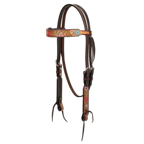 Photo of Turquoise Cross Floral Vine 5/8" Headstall