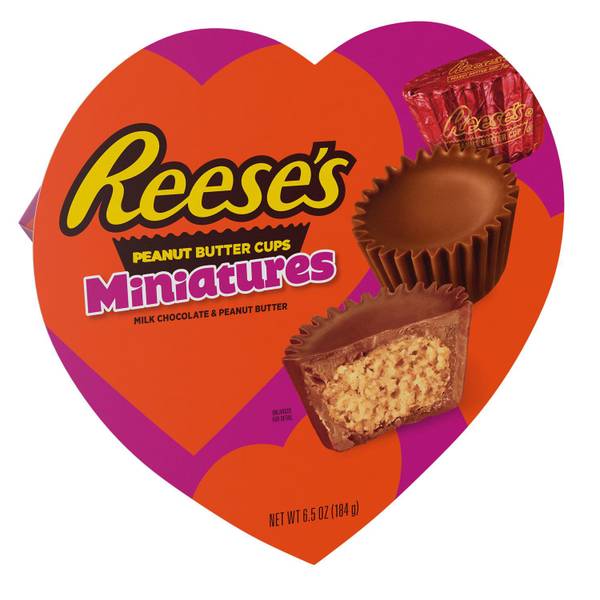 Photo of Miniatures Milk Chocolate Peanut Butter Cups 6.5 oz Heart-Shaped Gift Box