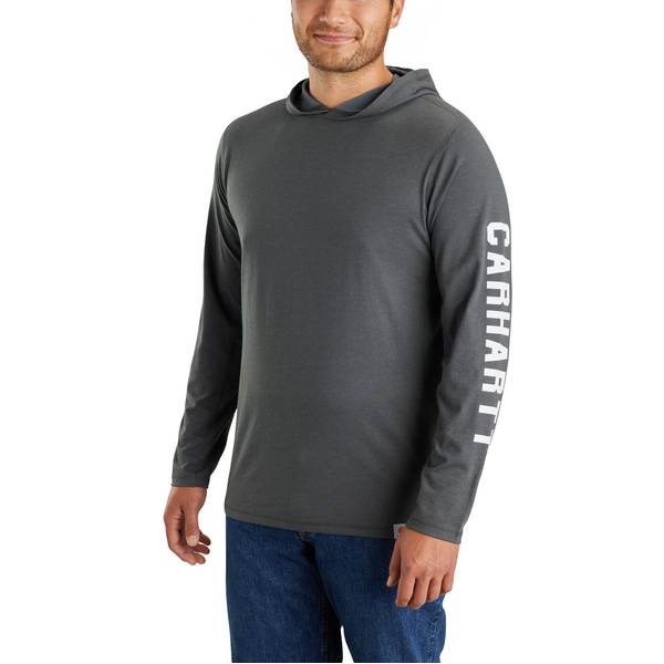 Photo of Men's Force Relaxed Fit Midweight Long-Sleeve Logo Graphic Hooded T-Shirt