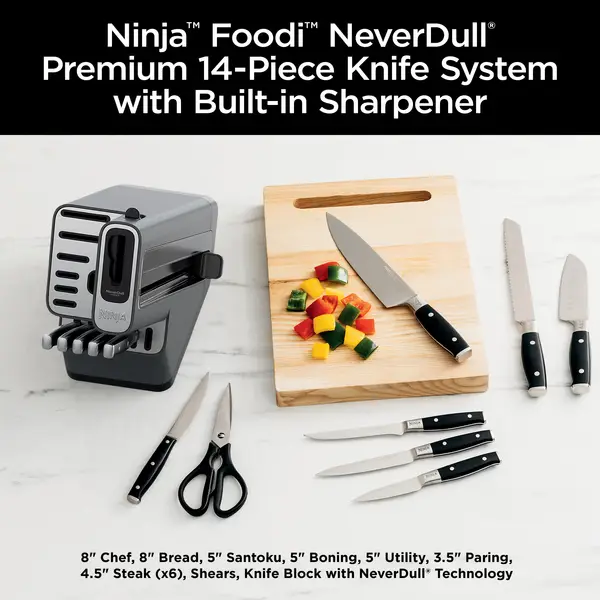 Ninja - Foodi NeverDull Premium 14-Piece Knife Block Set with Built-in  Sharpener System - Black & Silver for sale online