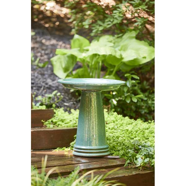 Southern Patio Moss Green Sariah Bird Bath, 20 5/8