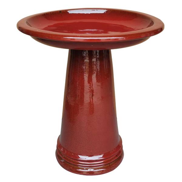 Photo of Deep Red Cocktail Sariah Bird Bath, 20 5/8" Height, 18 1/4" Wide, Ceramic