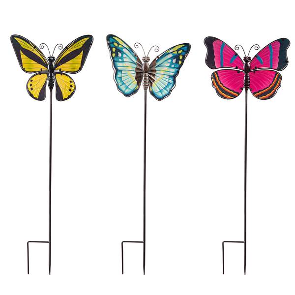 Evergreen Enterprises 36" Glass Butterfly Garden Stake Assortment