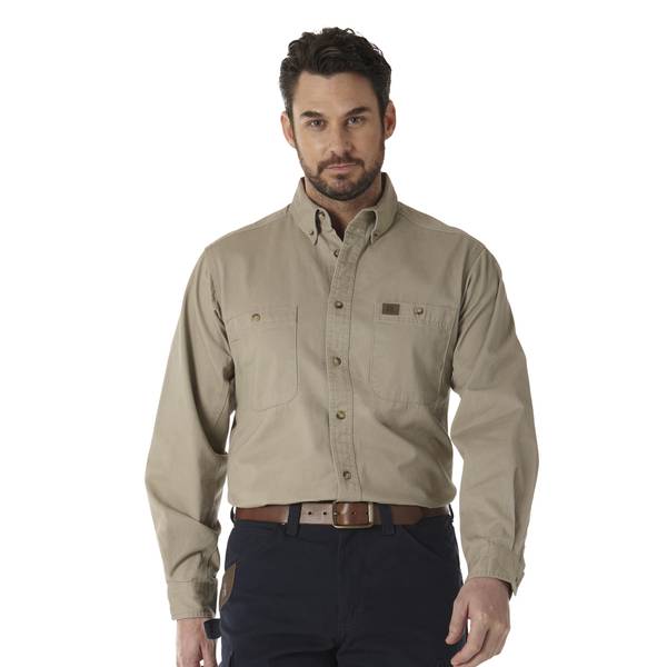 Wrangler Men's Comfort Flex Shirt Denim Twill Long Sleeve Button