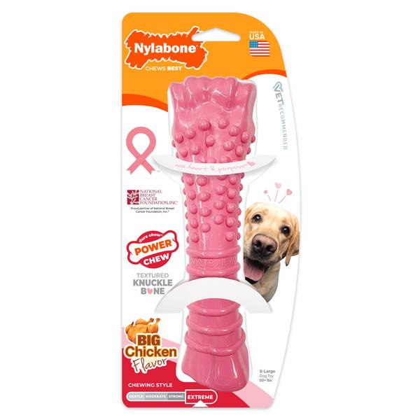 Photo of XL Power Chew Breast Cancer Awareness Dog Chew Toy