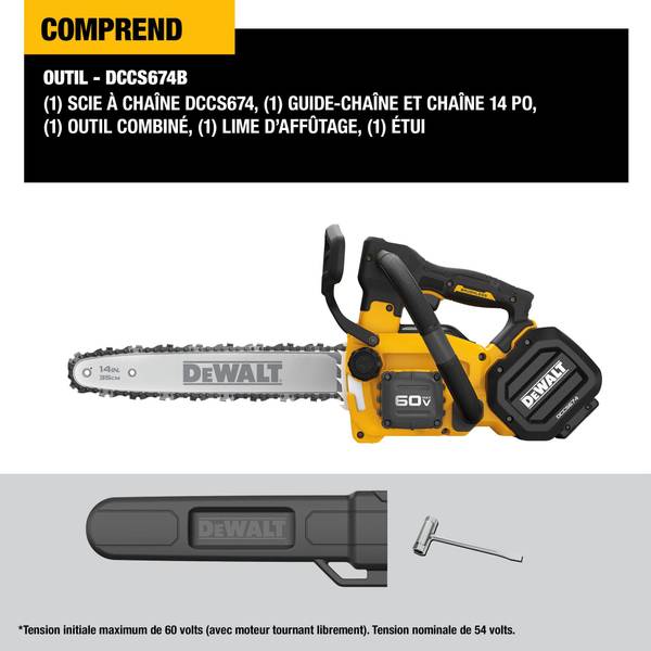 DEWALT FLEXVOLT 60V MAX Top Handle Chainsaw - DCCS674B | Blain's