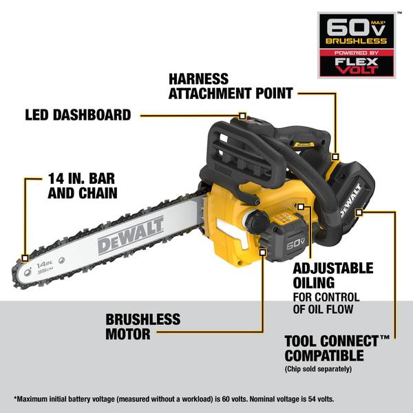 DEWALT FLEXVOLT 60V MAX Top Handle Chainsaw - DCCS674B | Blain's