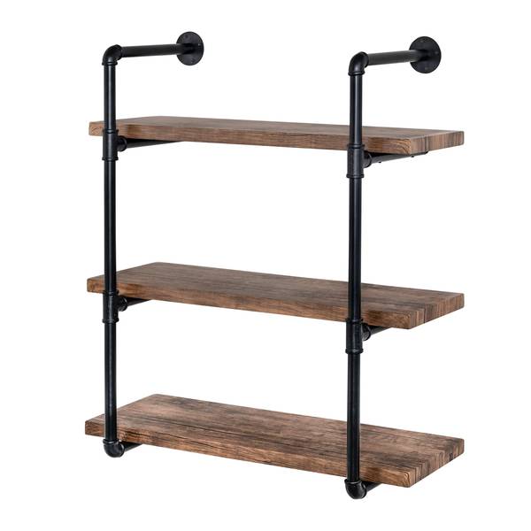 3 Tier Industrial Retro Wall Mount Iron Pipe Shelves