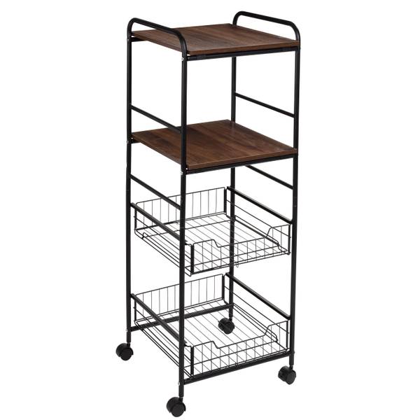Honey Can Do 4Tier Rolling Cart With Two Shelves and Two Baskets CRT09578 Blain's Farm & Fleet