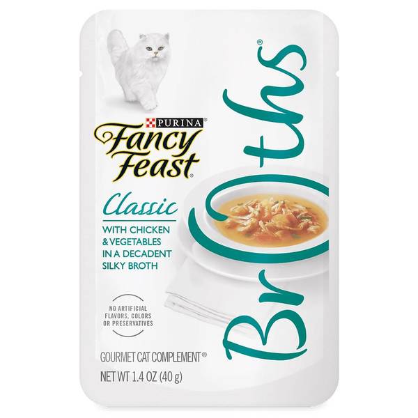 Photo of Broths Chicken and Vegetable Cat Food, 1.4 oz Velvety Broth
