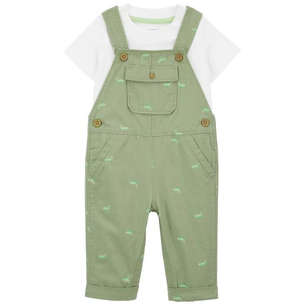 Buy Green Floral Jersey Baby 2 Piece Dungarees And Bodysuit Set