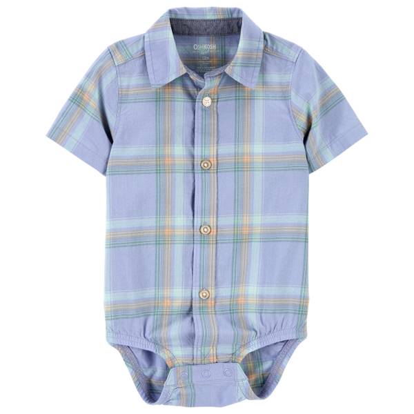 Oshkosh Infant Boys Plaid Button-Front Bodysuit - 1Q440310-3M | Blain's ...