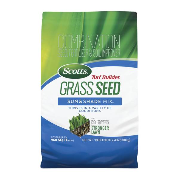 Scotts 2.4 lb Turf Builder Grass Seed Sun andShade Mix 18054 Blain