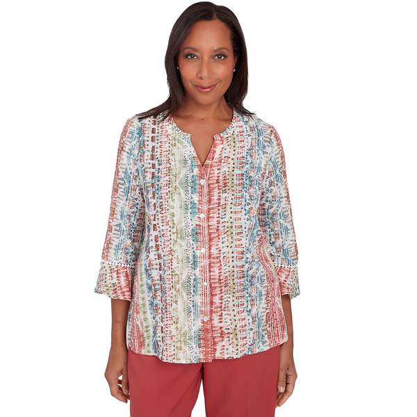 Alfred Dunner Women's Woven Vertical Texture Print Top - 62441VE-960-S ...