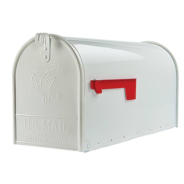 Photo of White Elite Large Galvanized Steel Post Mount Mailbox
