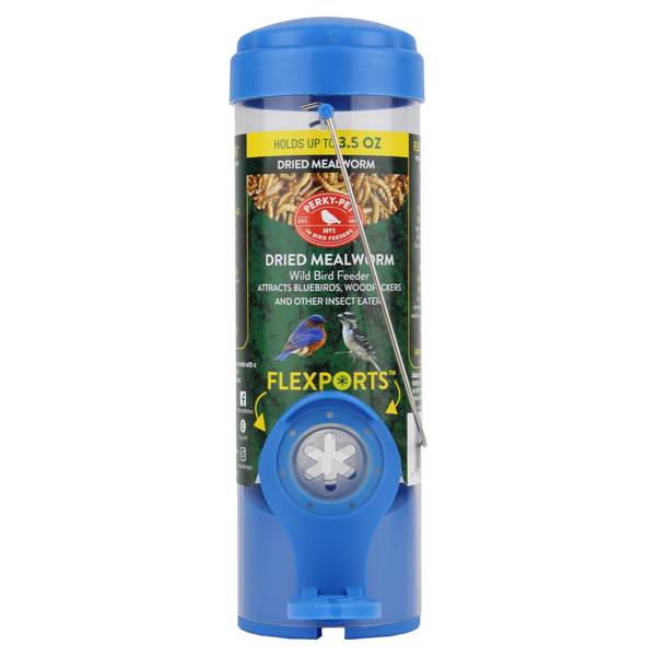 Photo of Dried Mealworm Bird Feeder 3.5 oz, Patented Flexports for Optimal Angles