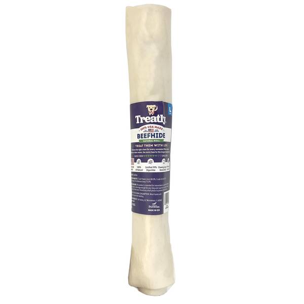 Treatly Large Natural Flavor USA Beefhide Roll Dog Chew 12160 Blain