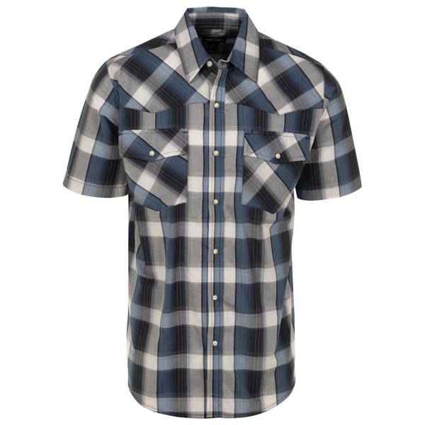 Patagonia 54025SP18 Check Pattern Short Sleeve Western Shirt, Men's XL polyester navy blue type Vintage Second Hand