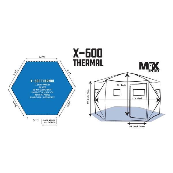 Clam X-600 Thermal 6 Side Hub Shelter - 17481 | Blain's Farm & Fleet