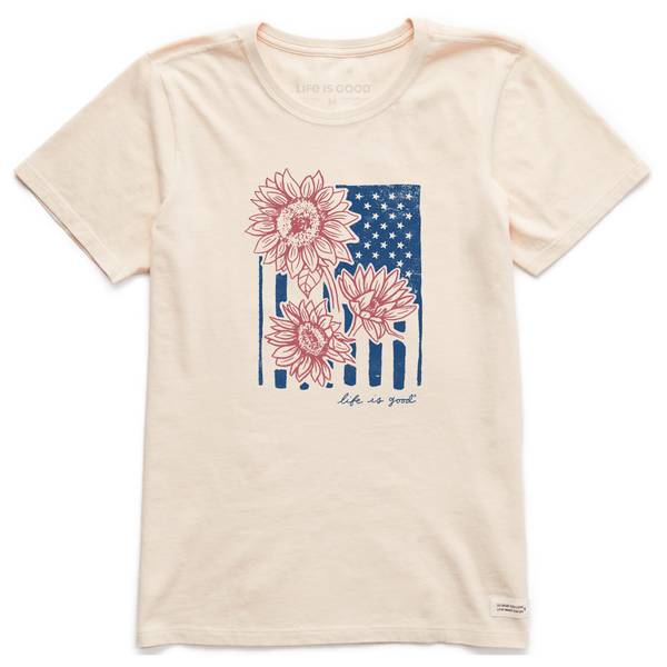 Life Is Good Women's Woodcut Sunflower Flag Short Sleeve Crusher Tee ...