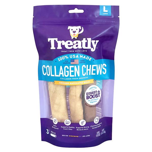 Treatly 3-Pack Chicken Marinated Collagen Rolls Dog Chews - 00128 ...