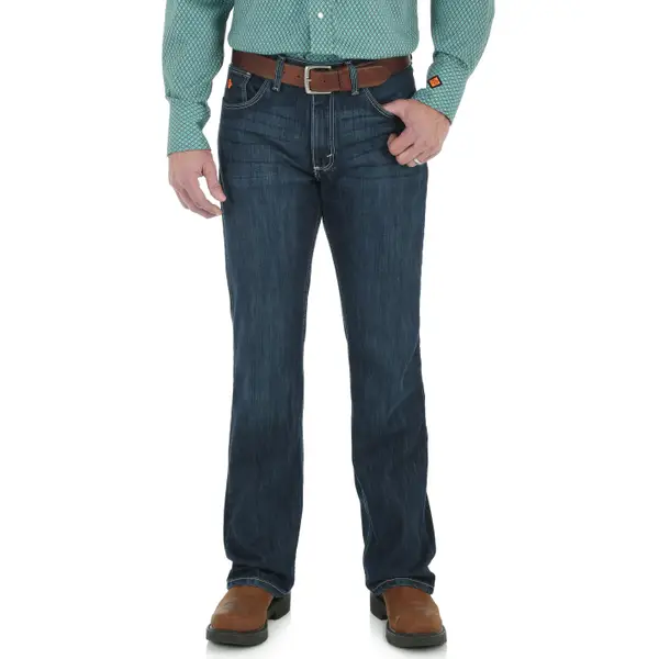 【2plan】Crew Damage Bootcut Denim Pants Mens Ripped Knee Hole Denim Pants Loose Wide-Leg Bootcut