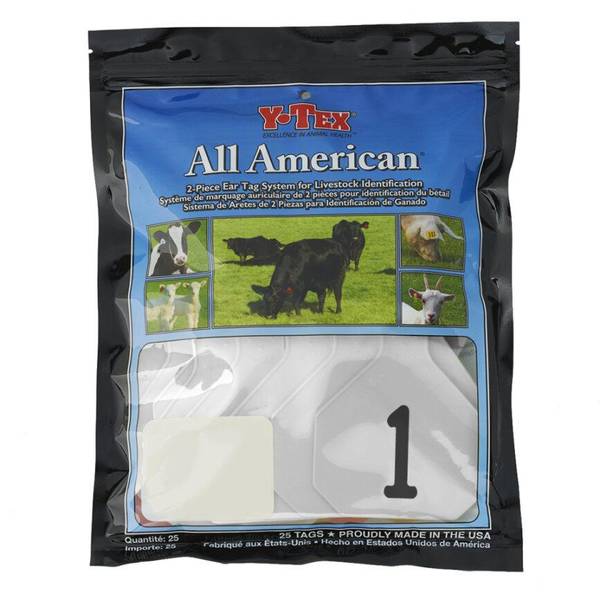 Photo of #1-25 All American Large White Ear Tag