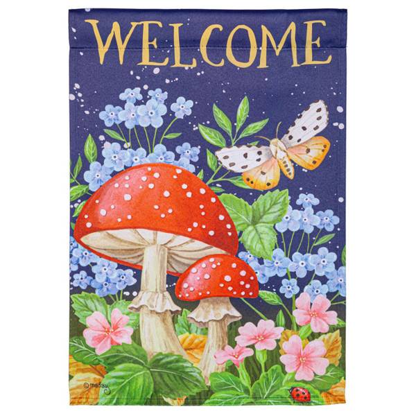 Evergreen Enterprises Welcome Mushroom Suede Garden Flag - 14S11449 ...