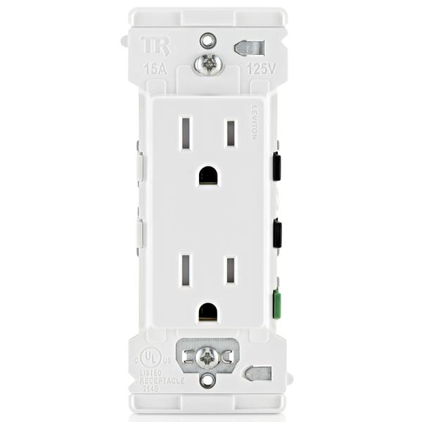 Leviton Decora Edge 15A White Residential Grade 5-15R Duplex Outlet ...