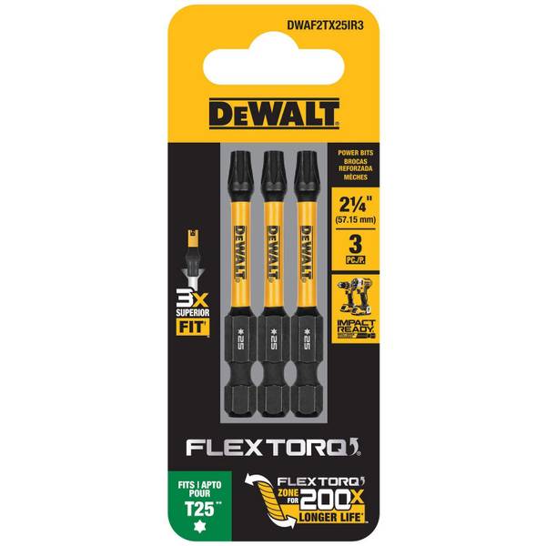 Photo of 3-Pack FLEXTORQ IMPACT READY T25 Torx 2.25" Bit