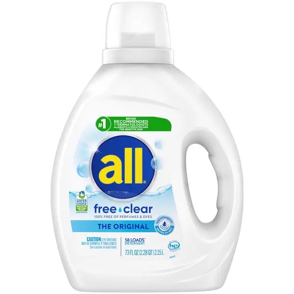 All Liquid Laundry Detergent, Free Clear, 73 Fluid Ounces
