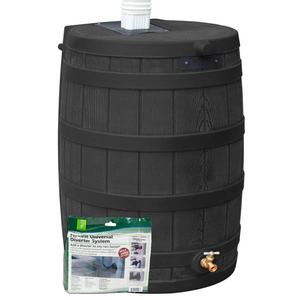Photo of Black Rain Wizard 50 Gallon Rain Barrel With Diverter Kit