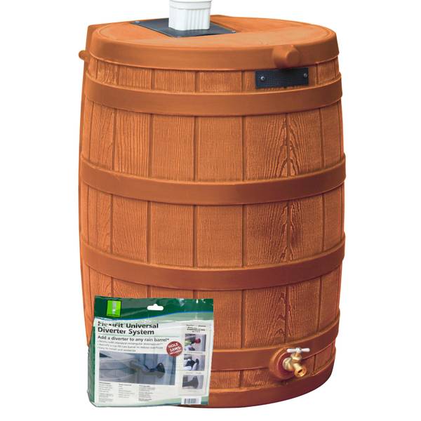 Photo of Terra Cotta Rain Wizard 50 Gallon Rain Barrel With Diverter Kit