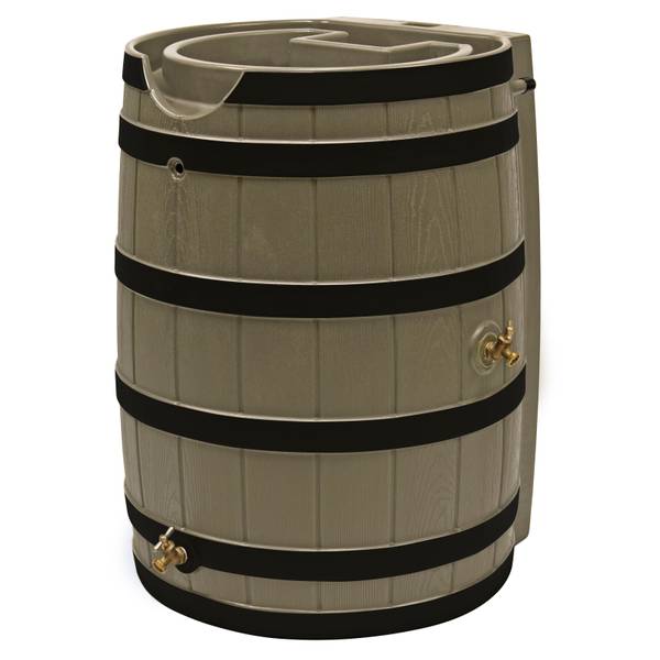 Good Ideas Khaki Rain Wizard 65 Gallon Rain Barrel With Darkened Ribs ...