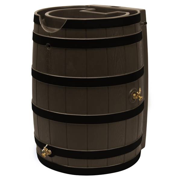 Photo of Oak Rain Wizard 65 Gallon Rain Barrel With Darkened Ribs