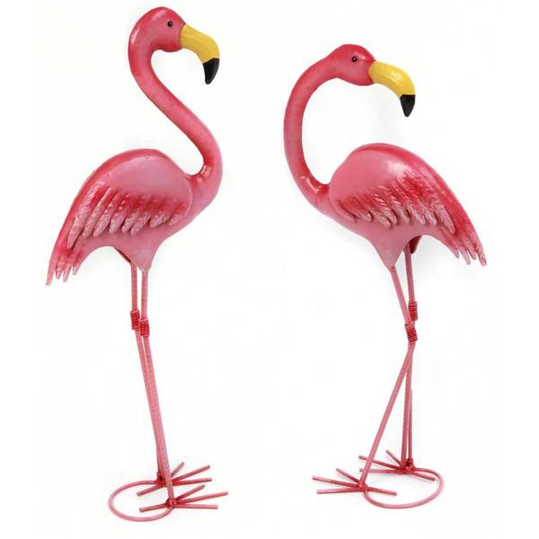 Photo of Set of 2, 19.8 in Metal Flamingo Figurines