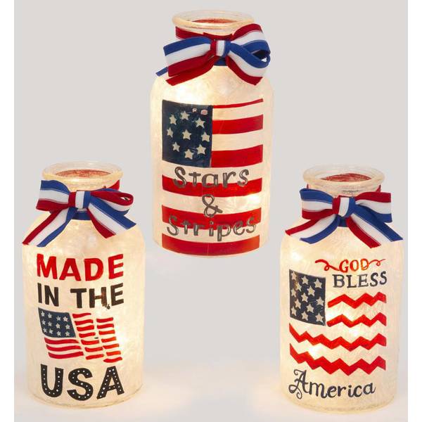 Photo of 7.7 in. Illuminating Frosted Glass Americana Jar