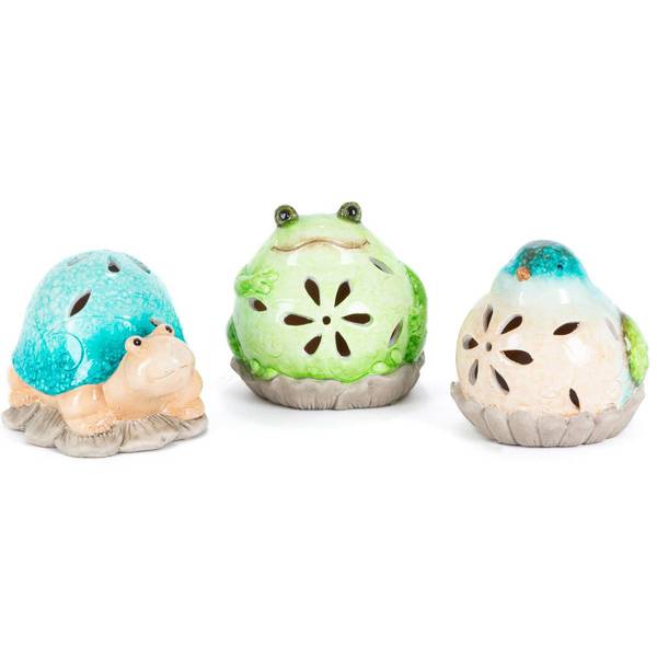 Photo of Set of 3, 6.1 in. Illuminating Terracotta Garden Friends Figurines