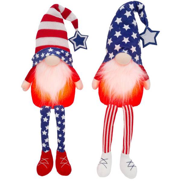 Photo of 26.7" Pre Lit Plush Patriotic Gnomes