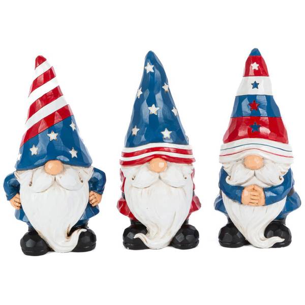 Photo of Set of 3, 6.3 in. Resin Americana Gnome Figurines