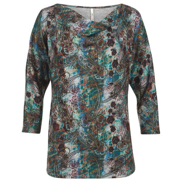Jocelyn Abstract Lace 3/4 Flare Sleeve Top - White