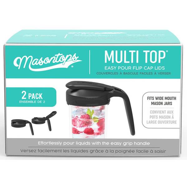 Photo of 2-Pack Black Wide-Mouth Multi-Top Flip Cap Pitcher Lid